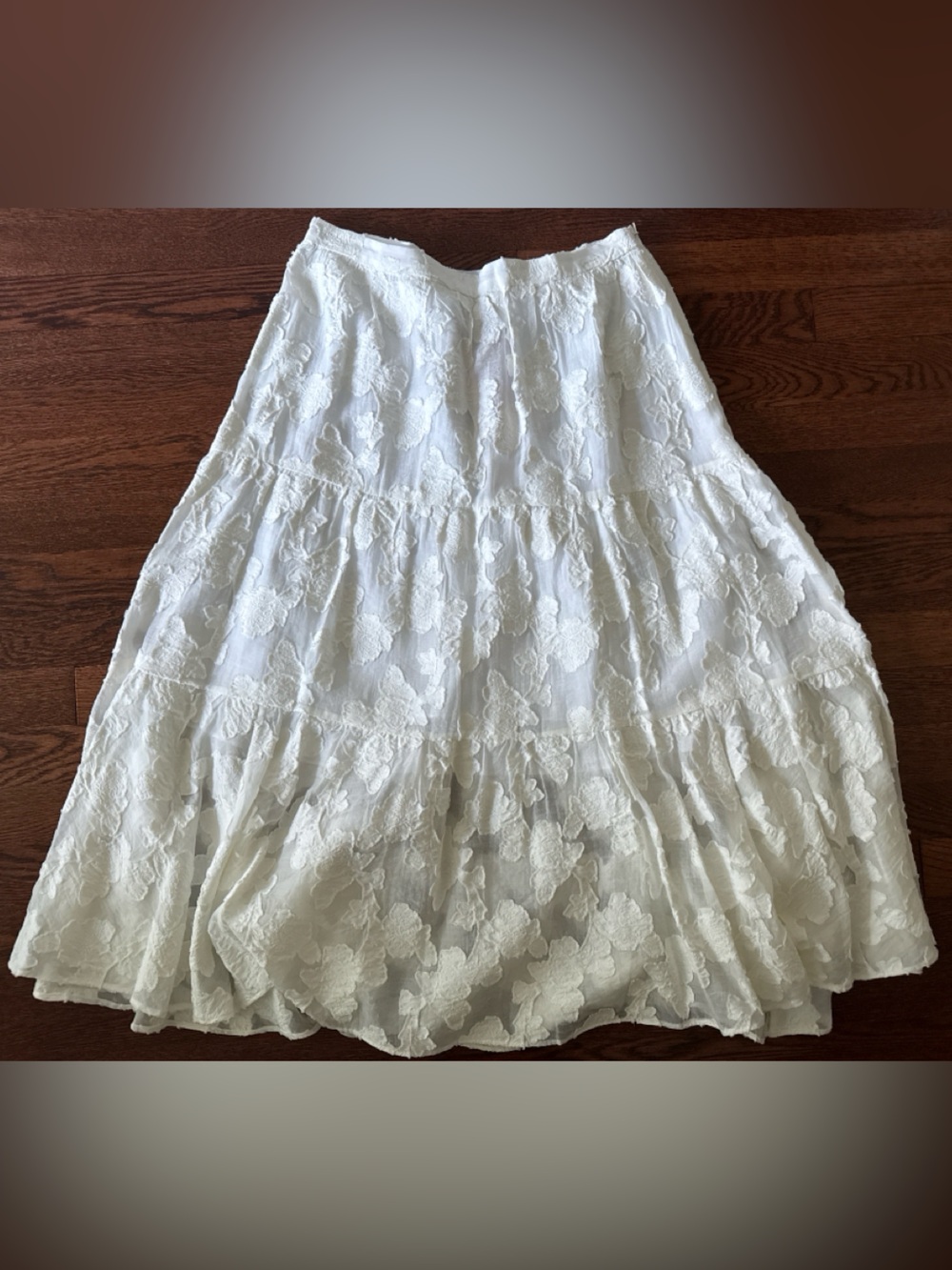 Tanya Taylor Ivory Floral Lace Skirt